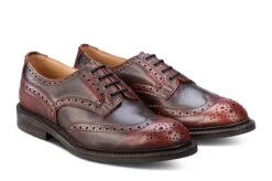 Bourton Country Shoe - Burgundy Cross Hatch -R E Tricker Ltd bourton country shoe burgundy cross hatch 450122