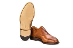 Cambridge JS9518 Brogue Toecap Oxford City Shoe - Beechnut (Multiple Width Fittings) -R E Tricker Ltd cambridge js9518 brogue toecap oxford city shoe beechnut multiple width fittings 119508