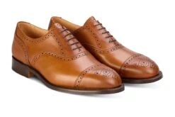 Cambridge JS9518 Brogue Toecap Oxford City Shoe - Beechnut (Multiple Width Fittings) -R E Tricker Ltd cambridge js9518 brogue toecap oxford city shoe beechnut multiple width fittings 323949