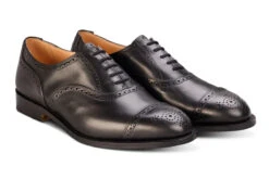 Cambridge JS9518 Brogue Toecap Oxford City Shoe - Black (Multiple Width Fittings) -R E Tricker Ltd cambridge js9518 brogue toecap oxford city shoe black multiple width fittings 892727