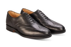 Epsom JS9524 Brogue Oxford City Shoe - Black (Multiple Width Fittings) -R E Tricker Ltd epsom js9524 brogue oxford city shoe black multiple width fittings 340841