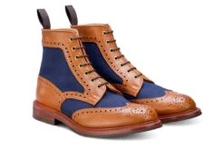Kelmscott Country Boot - Tan/Navy Two Tone -R E Tricker Ltd kelmscott country boot tannavy two tone 315817