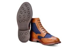 Kelmscott Country Boot - Tan/Navy Two Tone -R E Tricker Ltd kelmscott country boot tannavy two tone 392848
