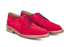 Robert Derby Shoe - Bright Red Castorino Suede -R E Tricker Ltd robert derby shoe bright red castorino suede 113274