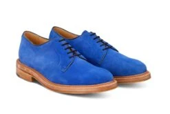 Robert Derby Shoe - Electric Blue Castorino Suede -R E Tricker Ltd robert derby shoe electric blue castorino suede 841520