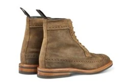 Simon Longwing Brogue Boot - Peanut Reverse Suede -R E Tricker Ltd simon longwing brogue boot peanut reverse suede 176384