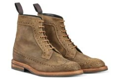 Simon Longwing Brogue Boot - Peanut Reverse Suede -R E Tricker Ltd simon longwing brogue boot peanut reverse suede 606436