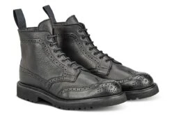 Stephy Brogue Boot - Olivvia Deerskin - Black -R E Tricker Ltd stephy brogue boot olivvia deerskin black 920431