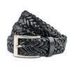 TRICKER'S LEATHER PLAITED BELT - Black